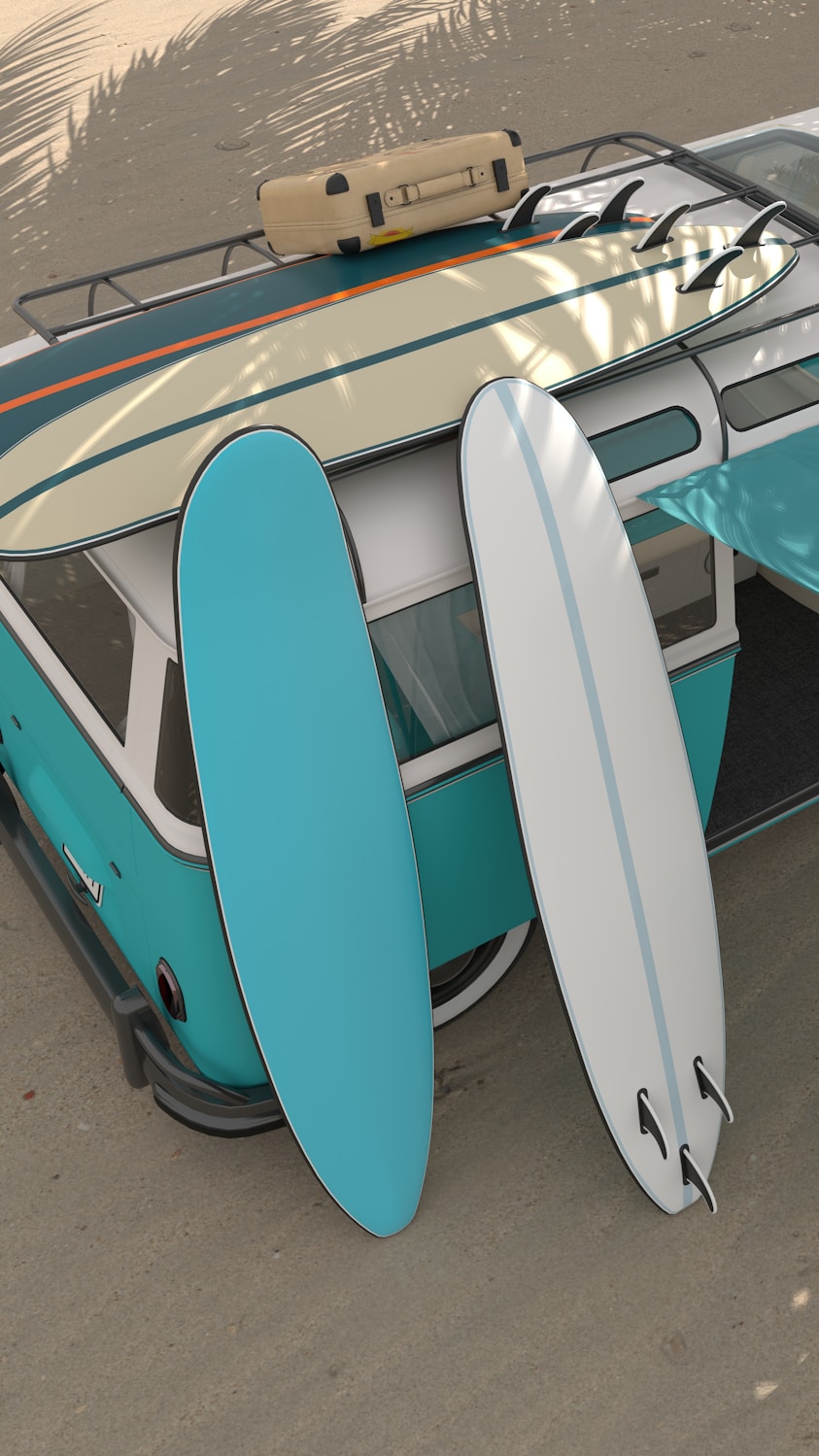 Surfboards by a van